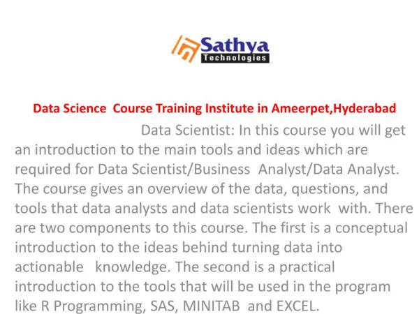 Data Scientist | Best training in hyderabad,