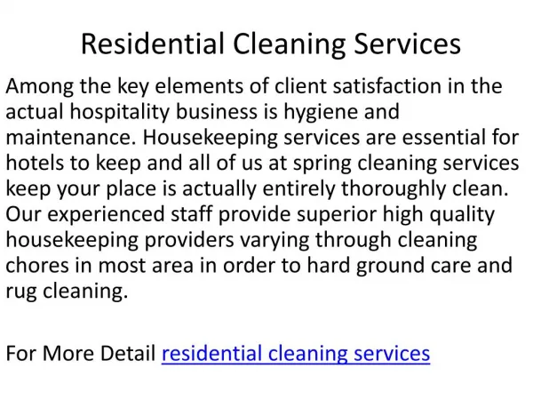 residential Cleaning Services
