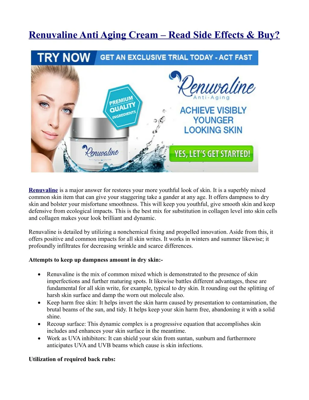 renuvaline anti aging cream read side effects buy