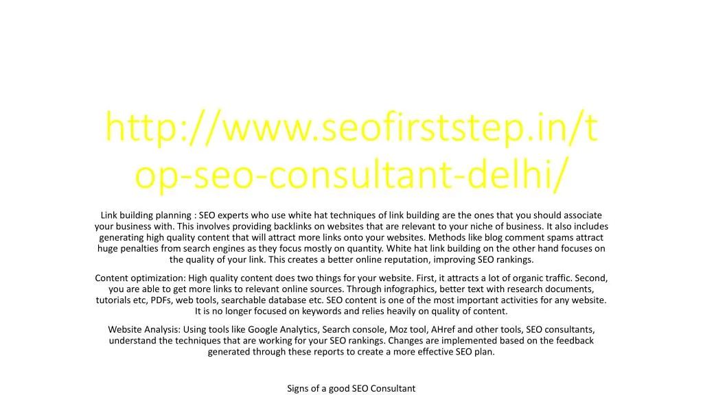 http www seofirststep in top seo consultant delhi