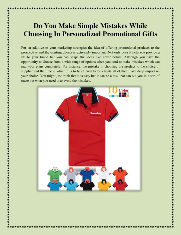 Do You Make Simple Mistakes While Choosing In Personalized Promotional Gifts