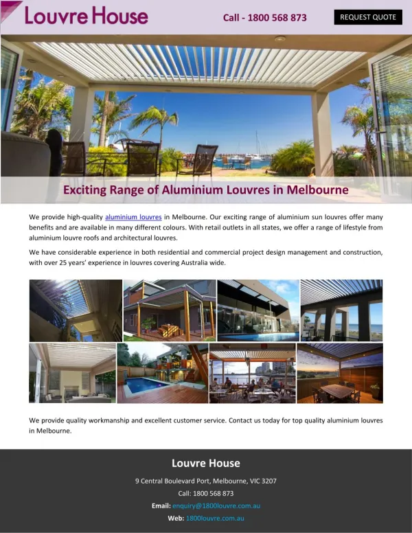 Exciting Range of Aluminium Louvres in Melbourne