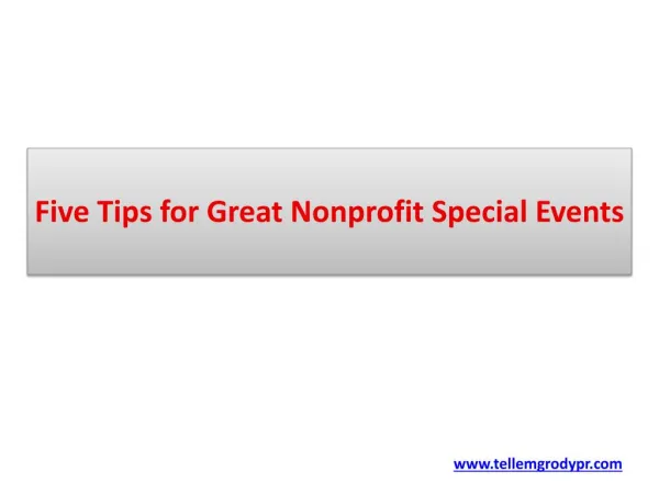 Five Tips for Great Nonprofit Special Events