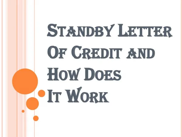 Great Deal of Having a SBLC Standby Letter of Credit