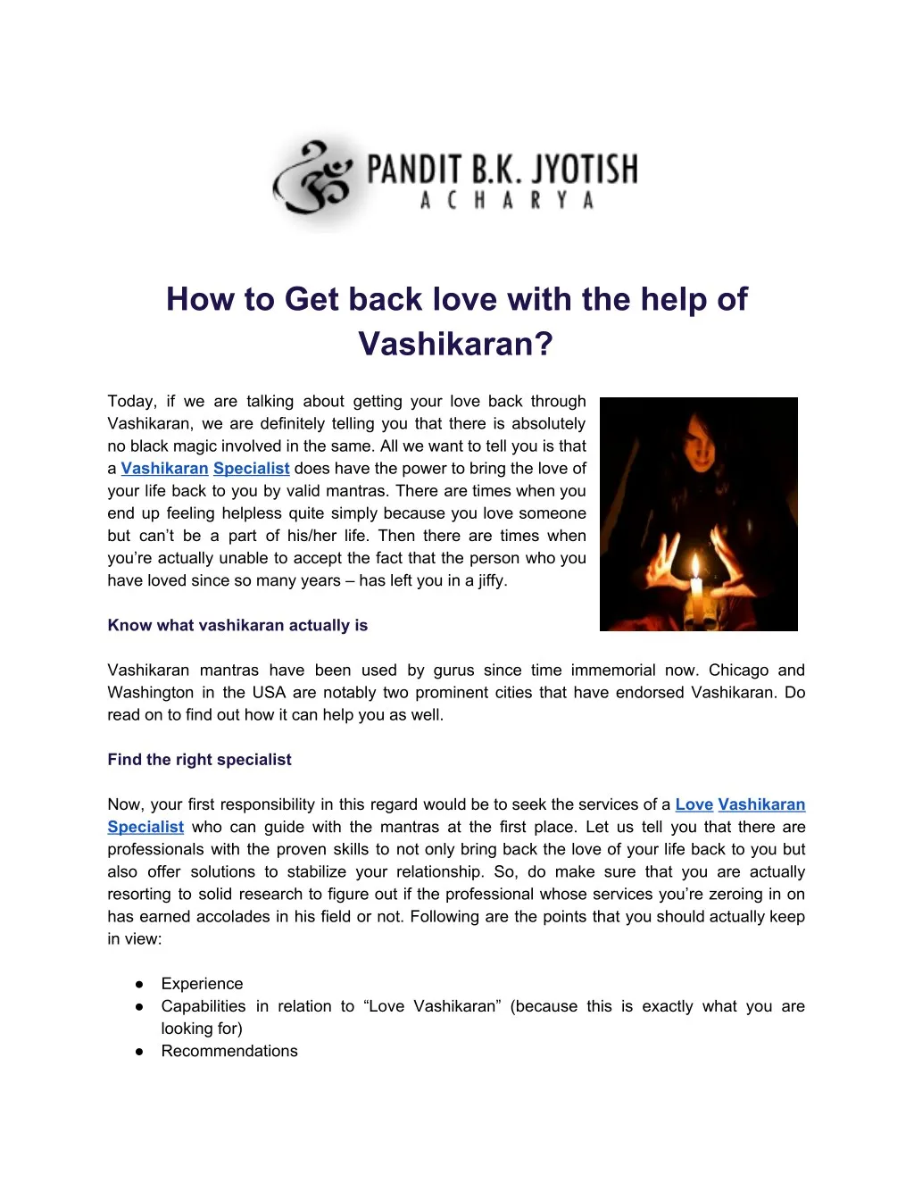 how to get back love with the help of vashikaran