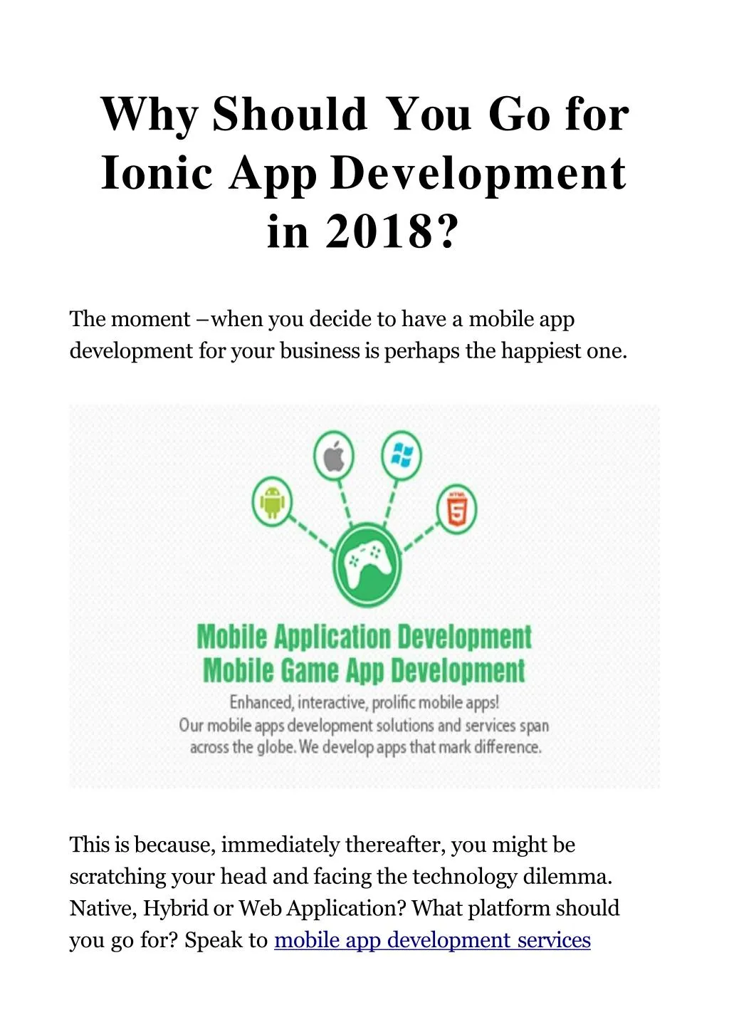 why should you go for ionic app development in 2018