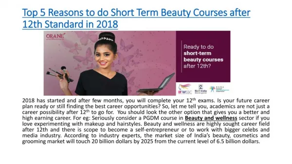 Top 5 Short-Term Beauty Courses after 12th Standard in 2018