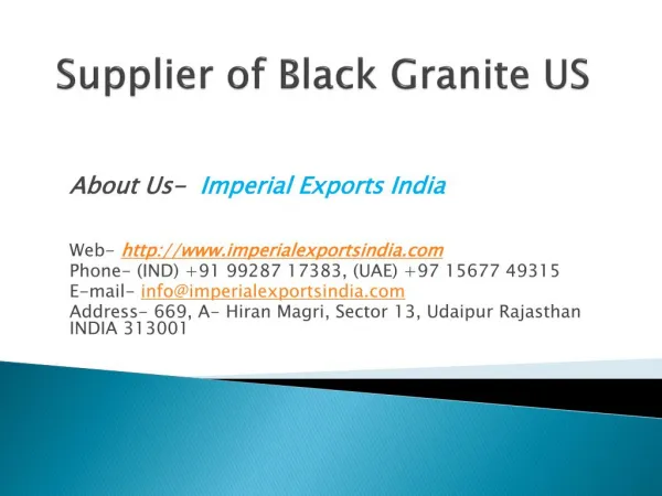 Supplier of Black Granite US