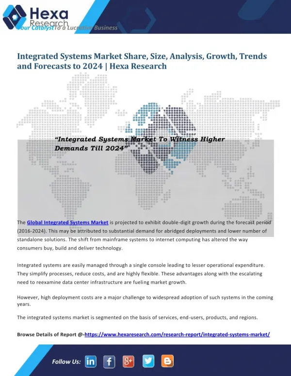 Integrated Systems Market To Witness Higher Demands Till 2024