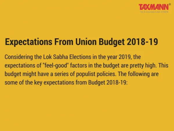 Union Budget 2018-19 Expectationsq