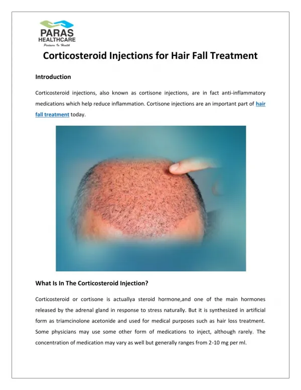 Corticosteroid Injections for Hair Fall Treatment