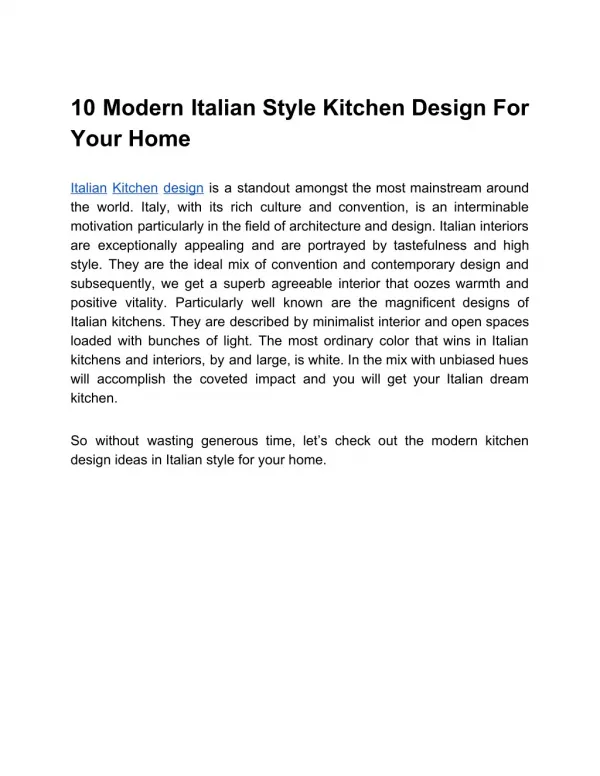 10 Modern Italian Style Kitchen Design For Your Home