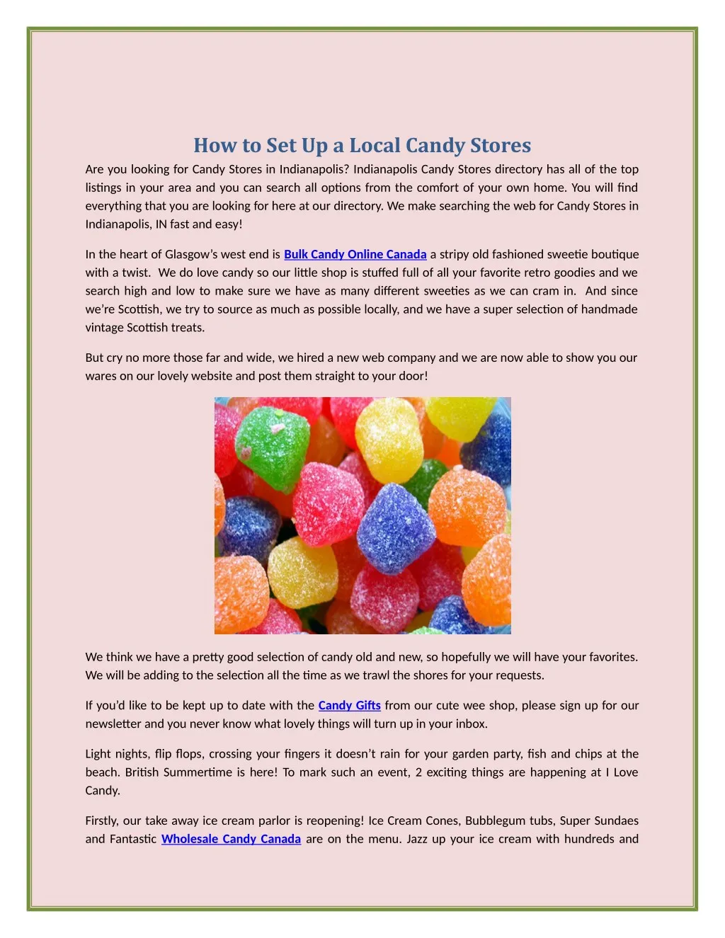 how to set up a local candy stores