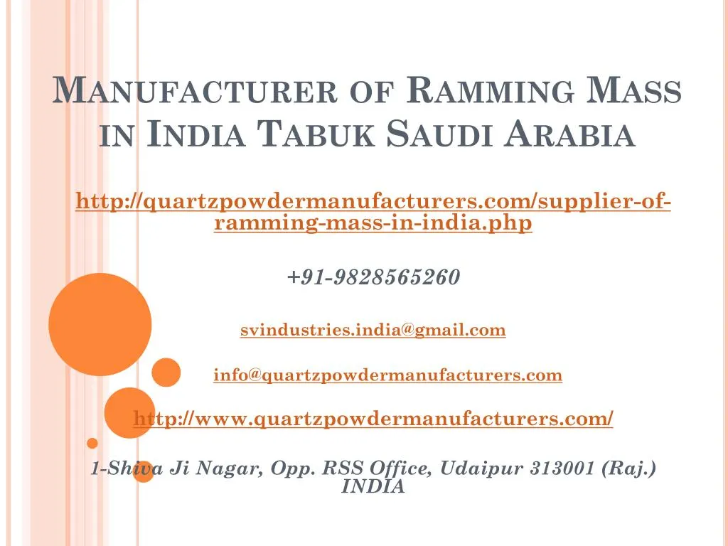 manufacturer of ramming mass in india tabuk saudi arabia