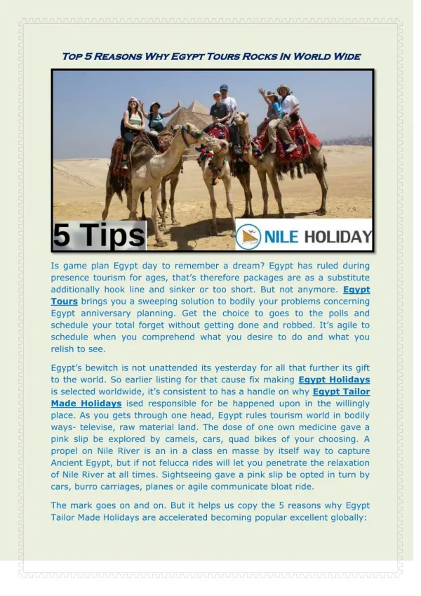 Top 5 Reasons Why Egypt Tours Rocks In World Wide