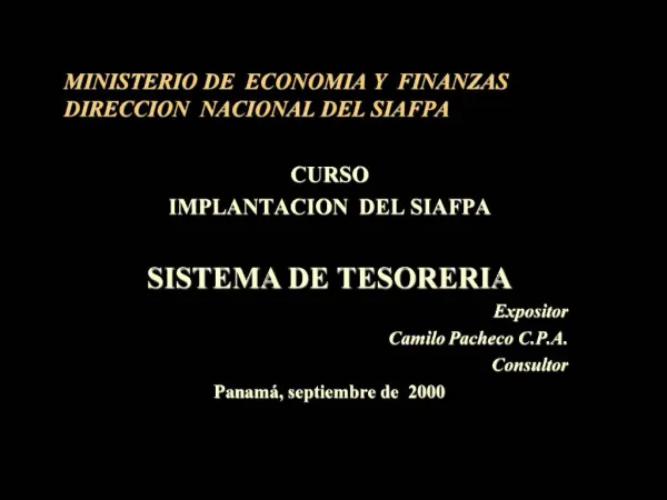 MINISTERIO DE ECONOMIA Y FINANZAS DIRECCION NACIONAL DEL SIAFPA