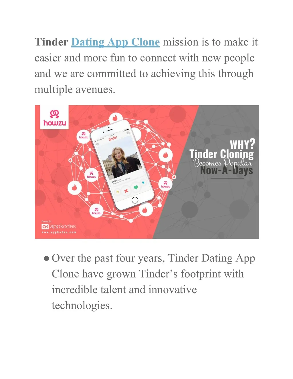tinder dating app clone mission is to make