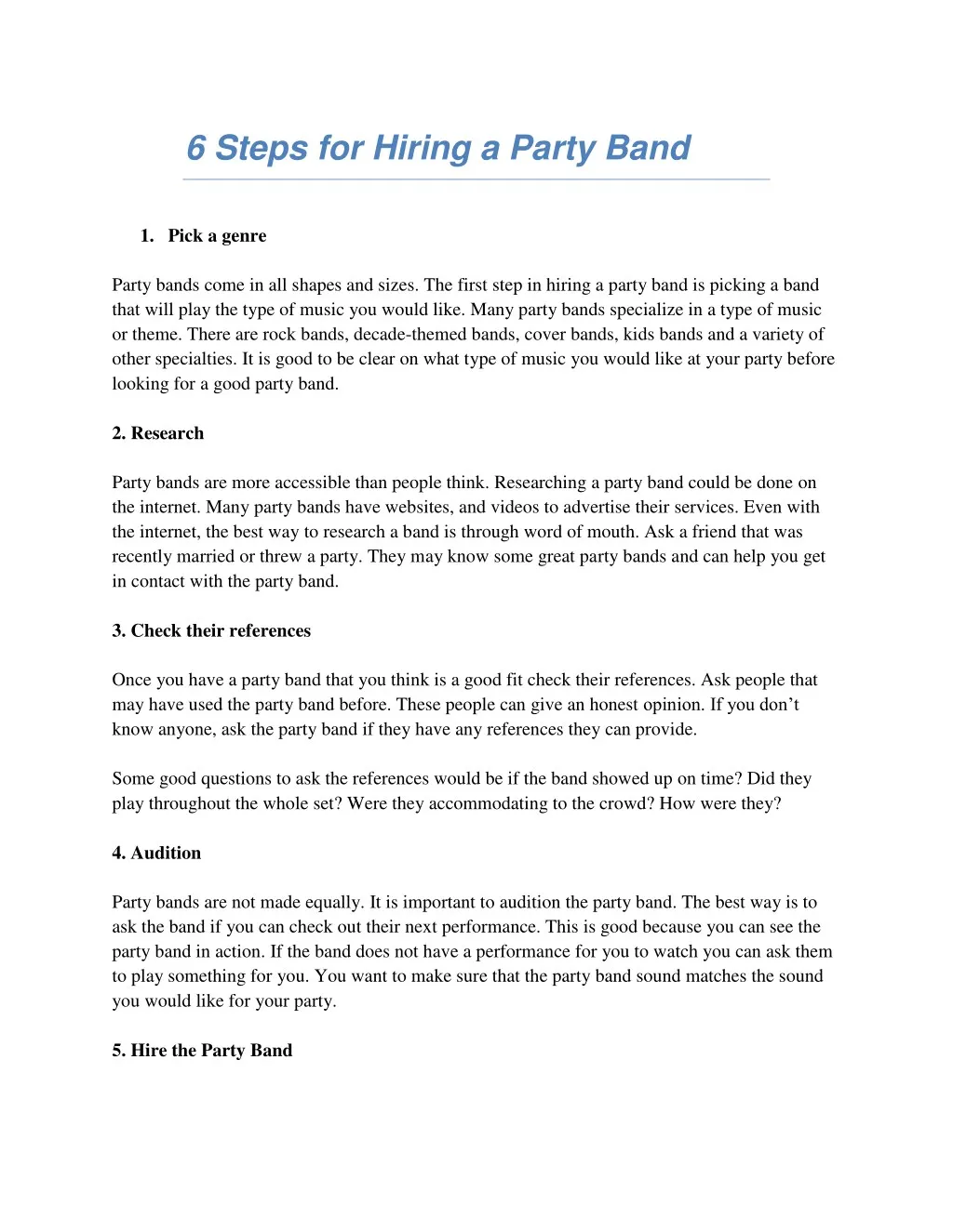 6 steps for hiring a party band