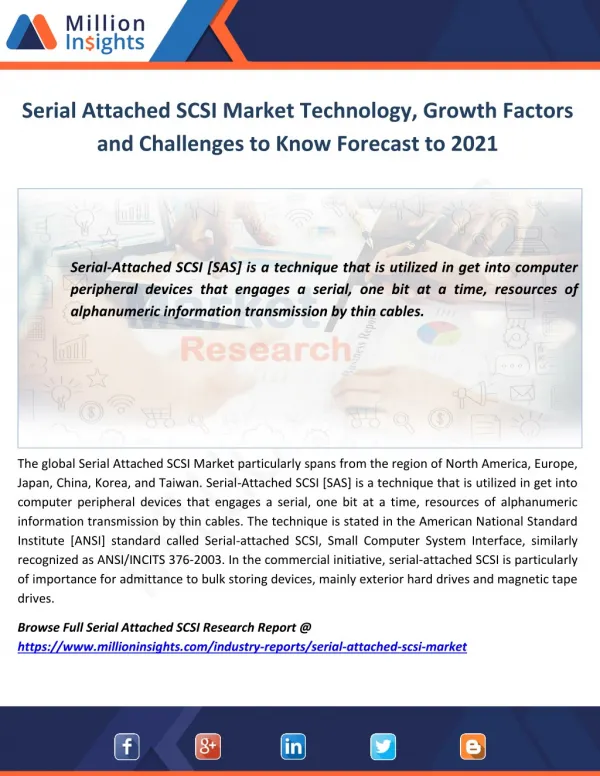 Serial Attached SCSI Market Technology, Growth Factors and Challenges to Know Forecast to 2021