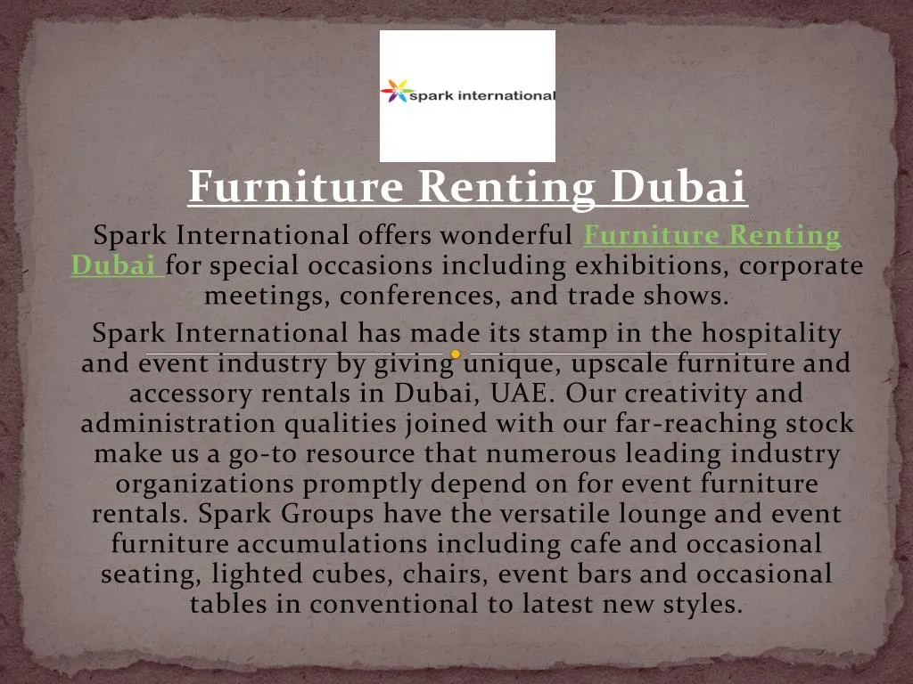 furniture renting dubai spark international