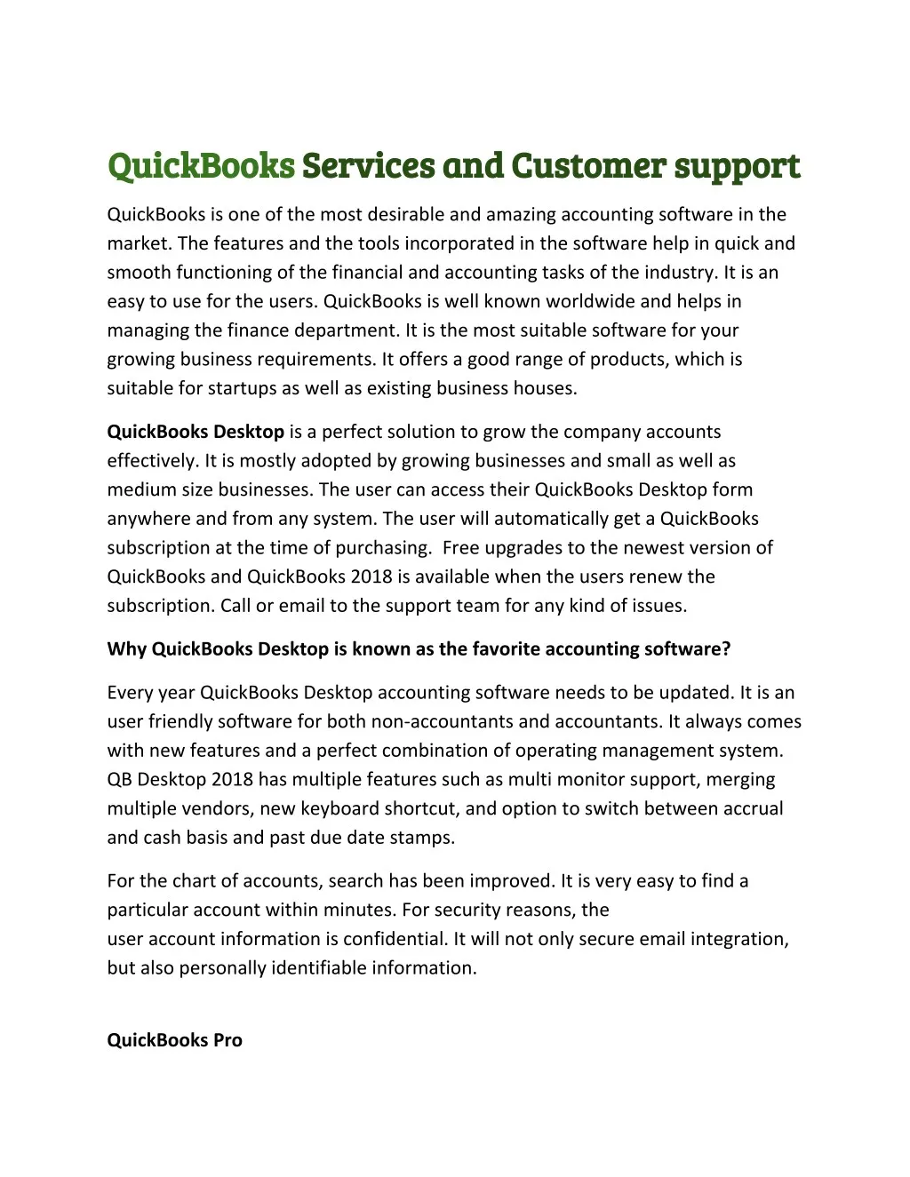 quickbooks quickbooks services and customer
