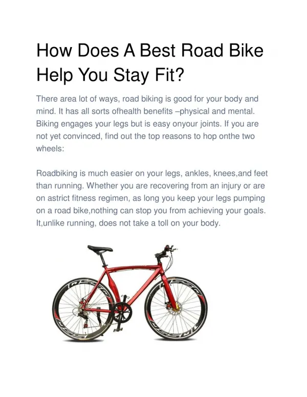 How Does A Best Road Bike Help You Stay Fit?