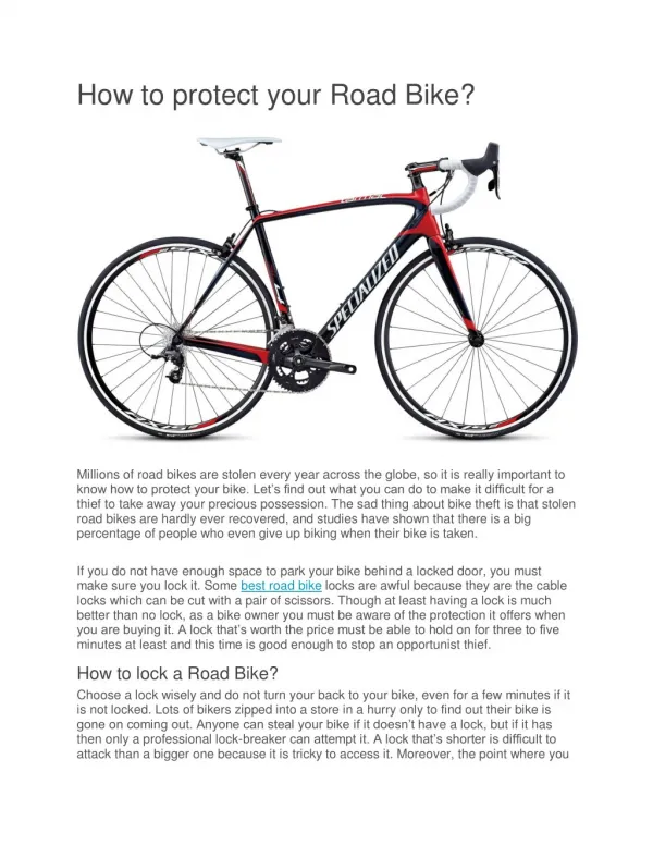 How to protect your Road Bike?