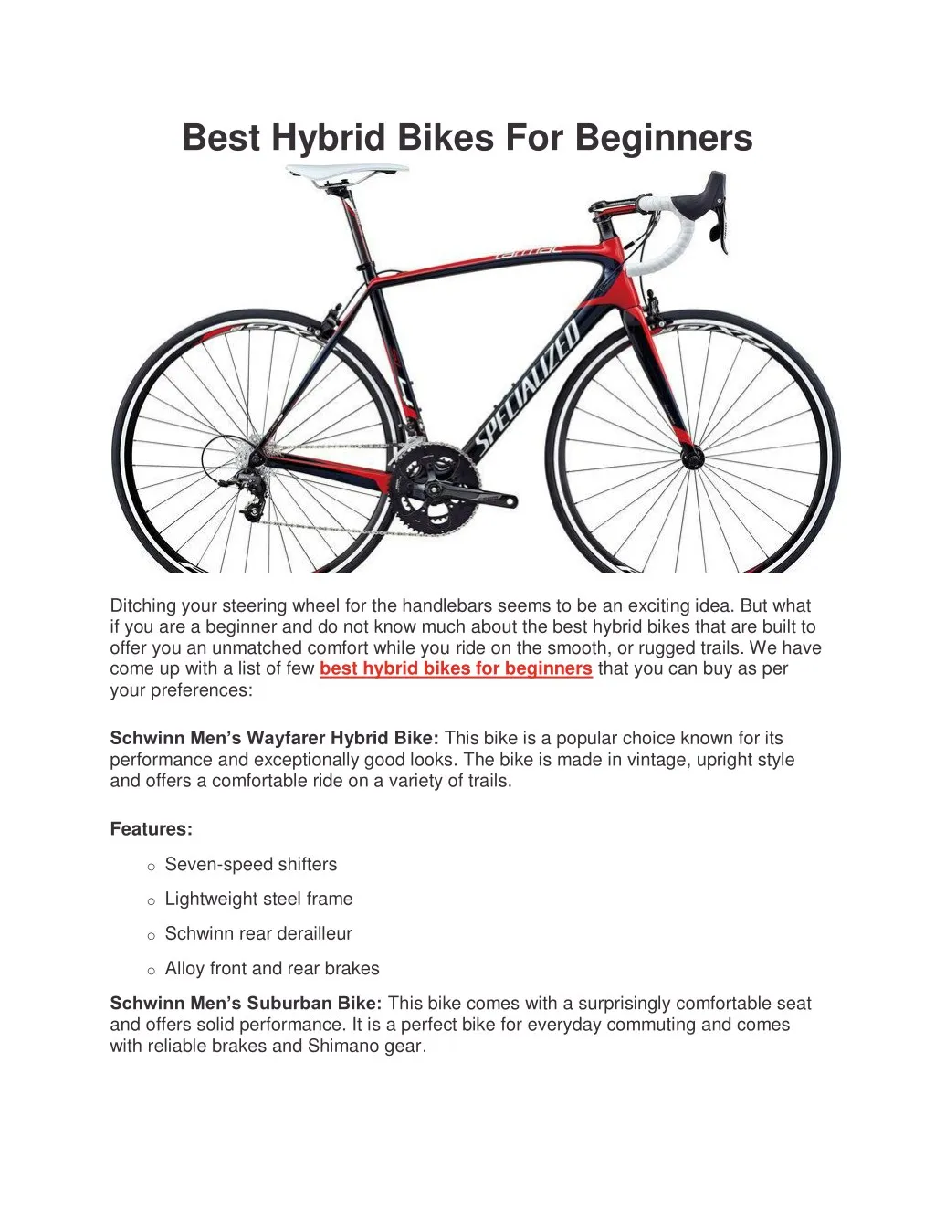 best hybrid bikes for beginners