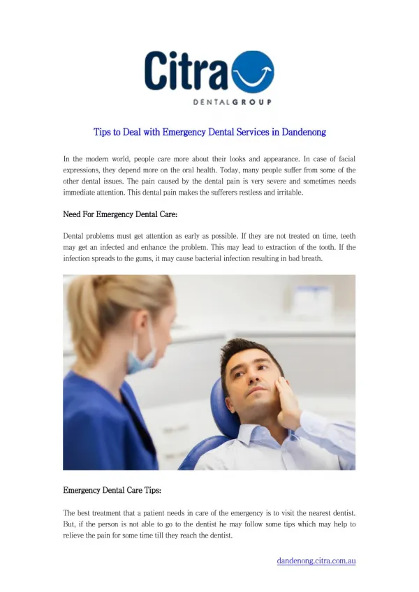 Tips to Deal with Emergency Dental Services in Dandenong