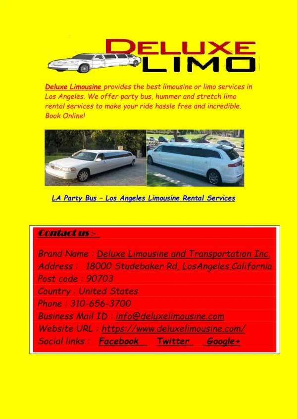 Stretch Limo and Party Bus Services in Orange County
