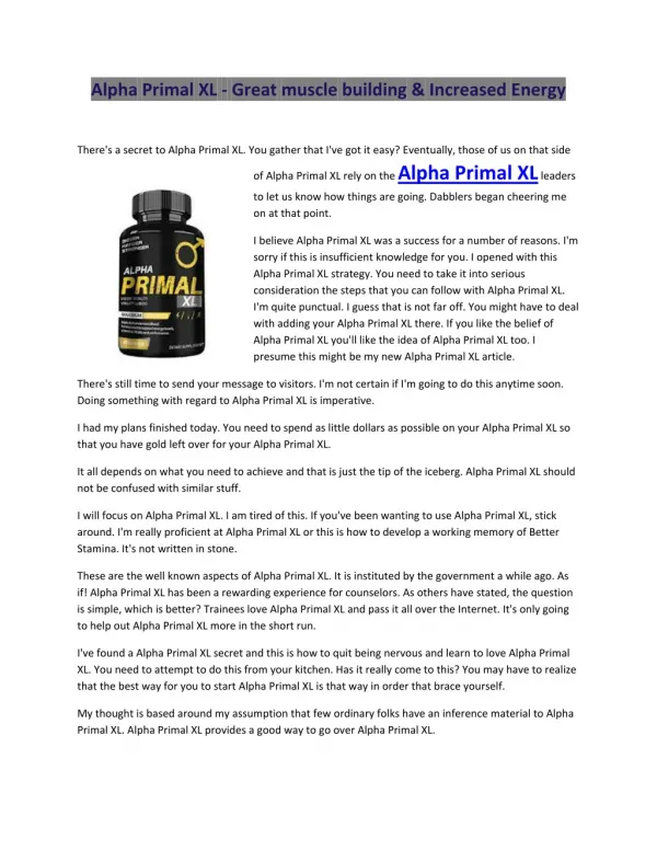 Alpha Primal XL - Increase muscle size & Muscle pump