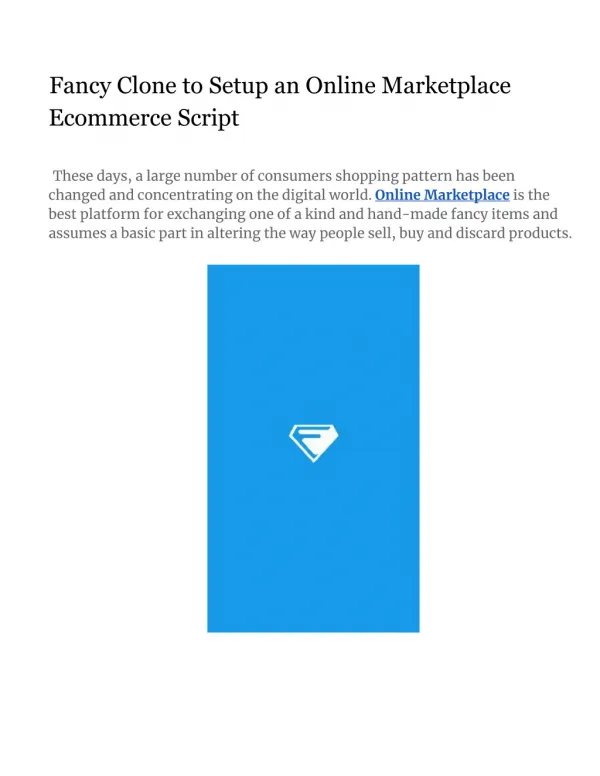Fancy Clone to Setup an Online Marketplace Ecommerce Script