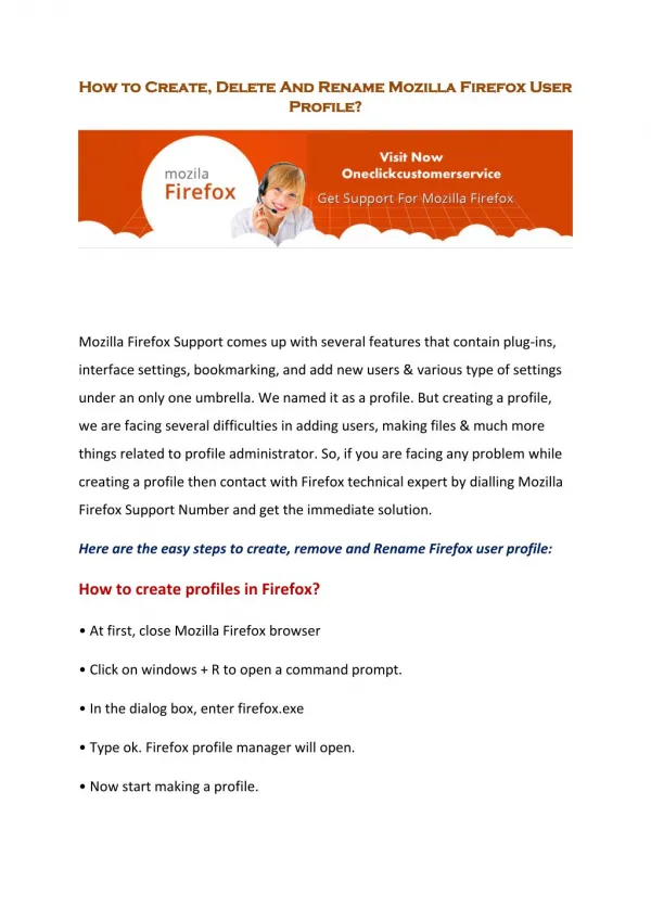 Step to Create, Delete And Rename Mozilla Firefox User Profile