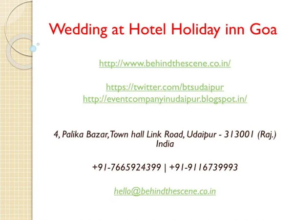 Wedding at Hotel Holiday inn Goa
