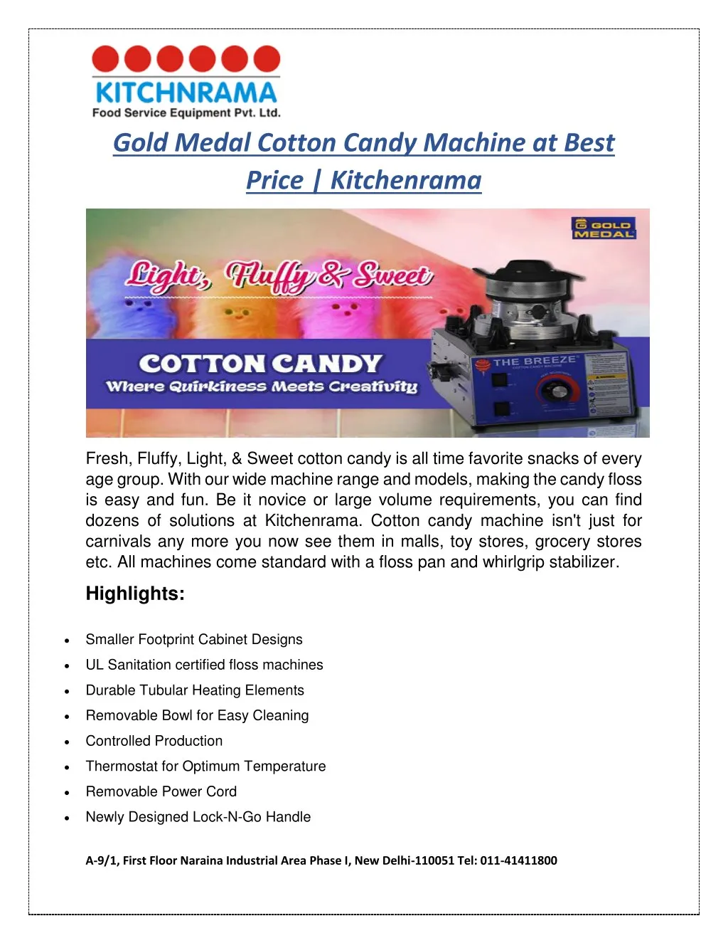 gold medal cotton candy machine at best price