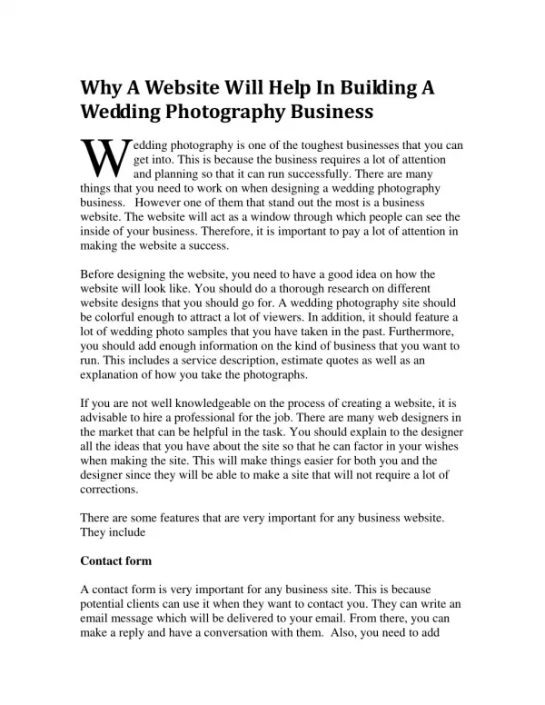 Why A Website Will Help In Building A Wedding Photography Business