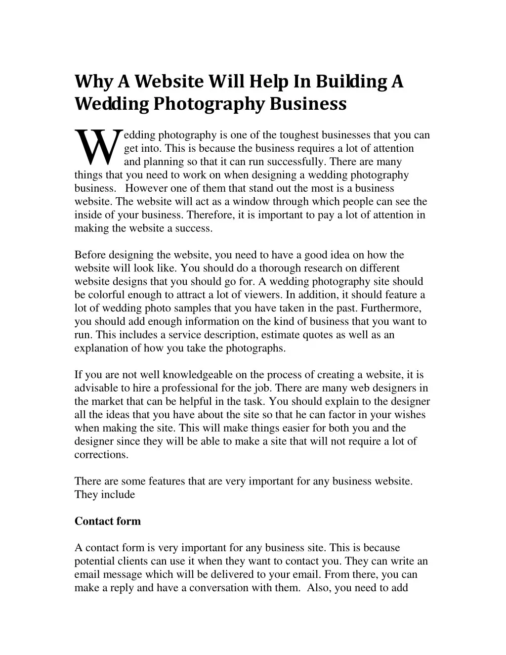 why a website will help in building a wedding