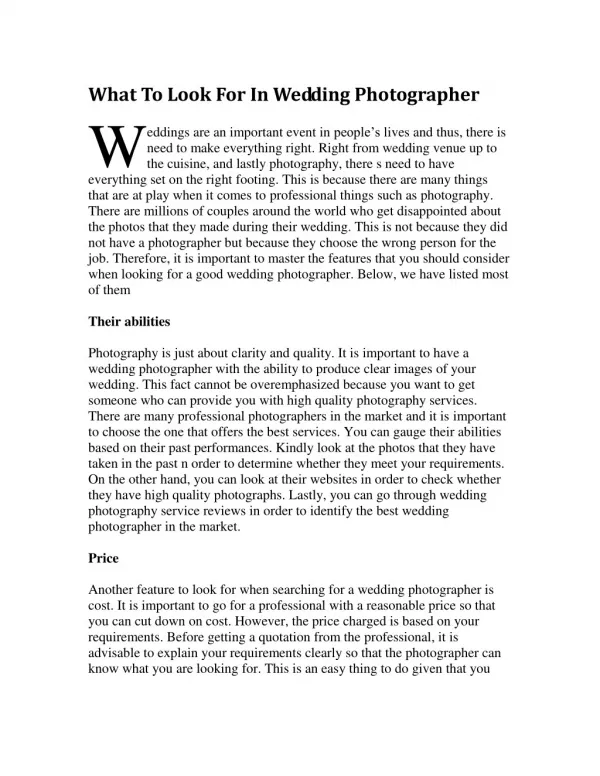 What To Look For In Wedding Photographer