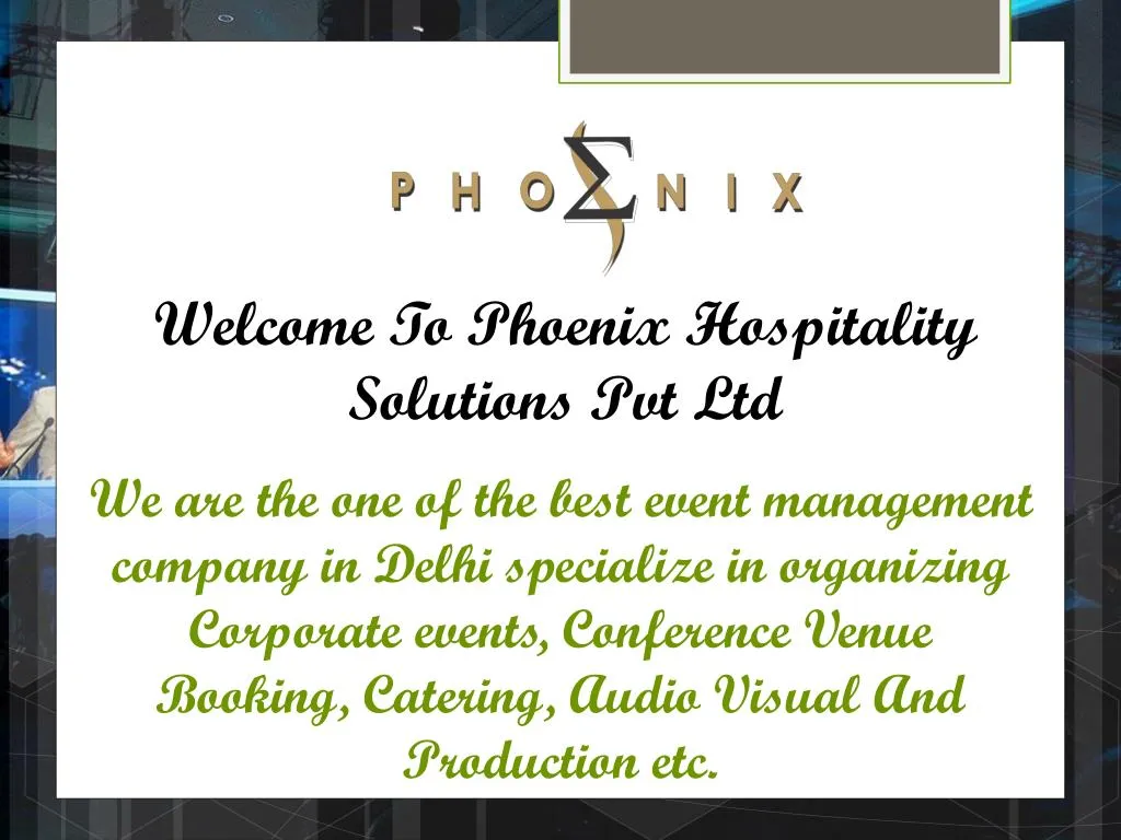 welcome to phoenix hospitality solutions pvt ltd