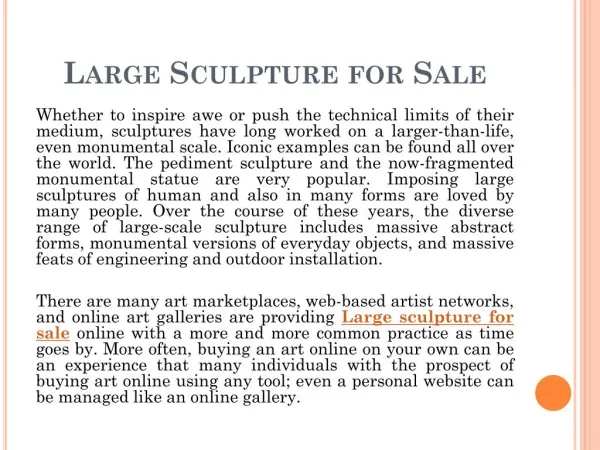 Large Sculpture for Sale: The Advantages of Buying Art Online?