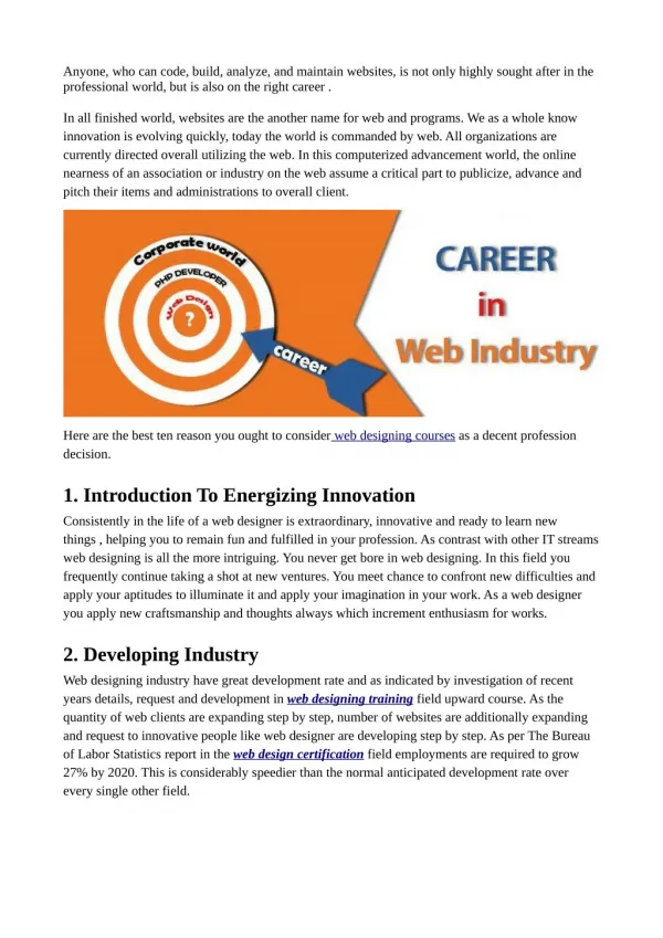 Top reasons to choose website design as career for future