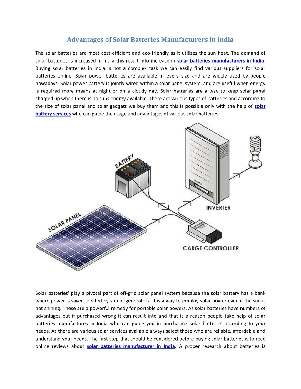 advantages of solar batteries manufacturers