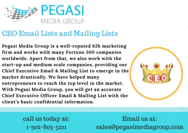 Chief Executive Officer Email List