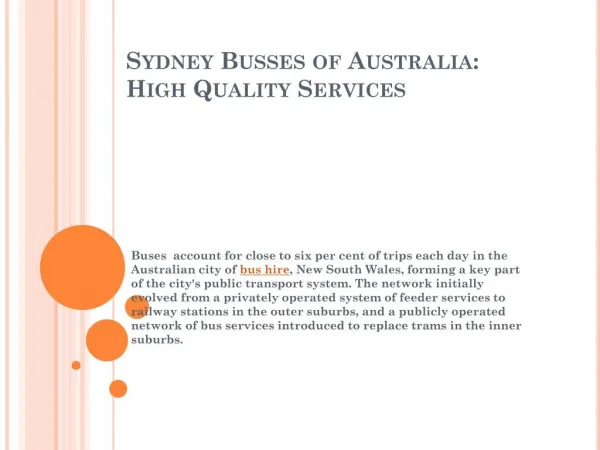 Sydney Busses of Australia: High Quality Services