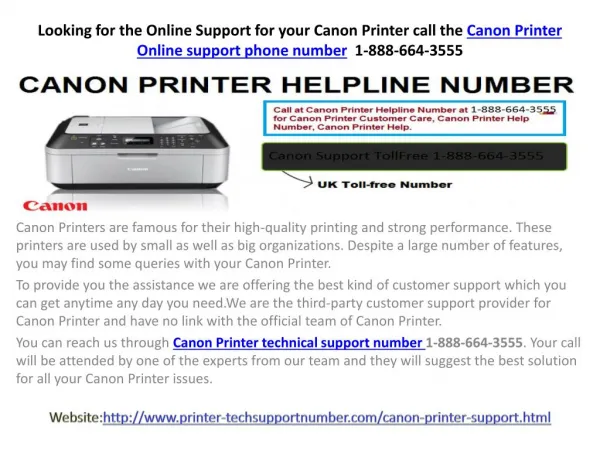 Canon Printer Support Number 1-888-664-3555