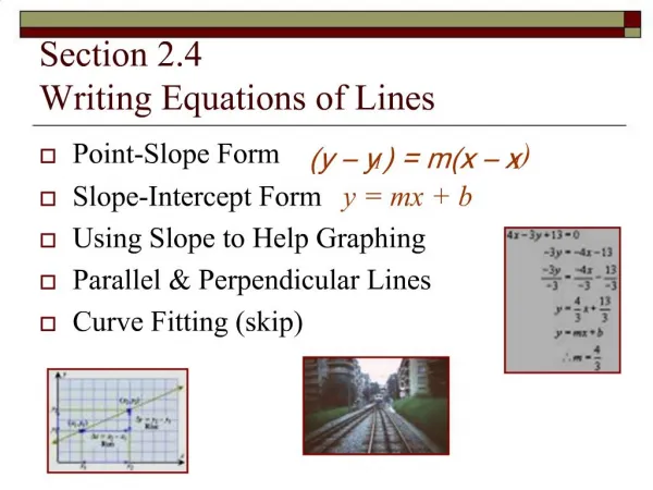 Section 2.4 Writing Equations of Lines