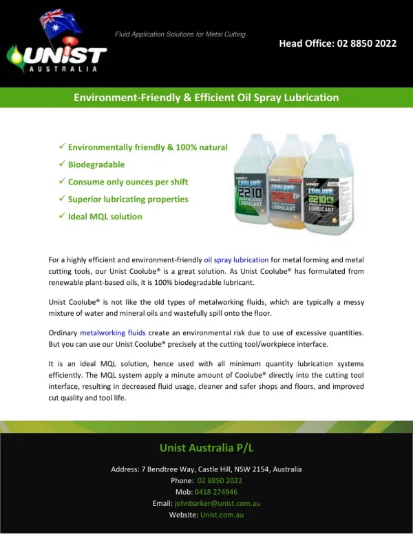 Environment-Friendly & Efficient Oil Spray Lubrication