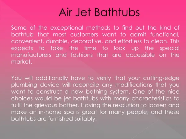 Air Jet Bathtubs