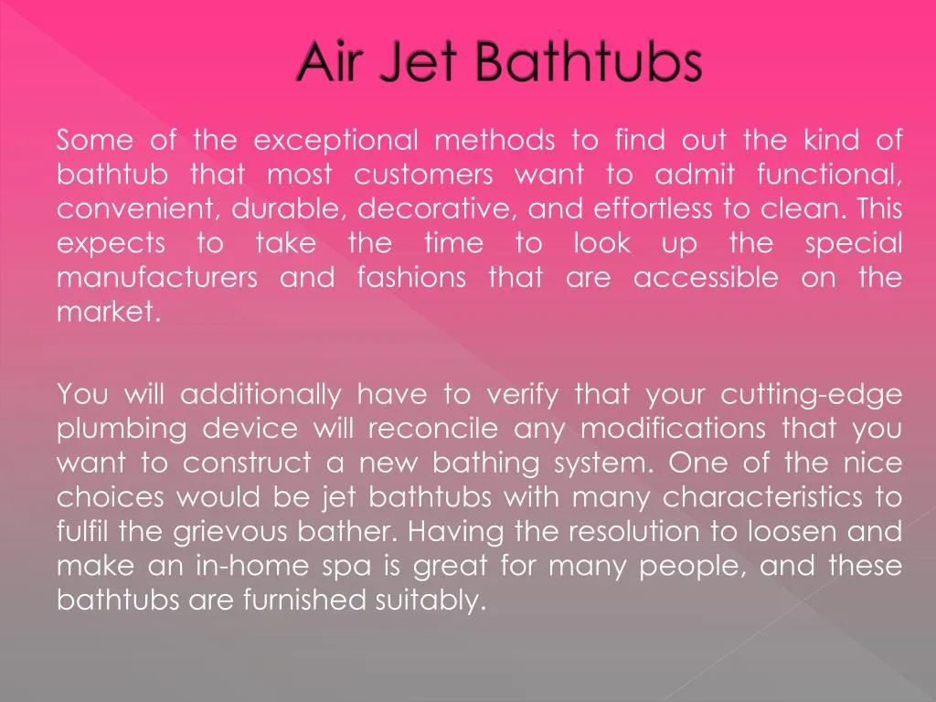 air jet bathtubs