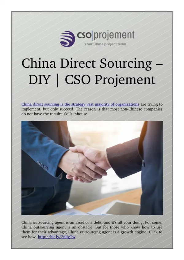 China Direct Sourcing â€“ DIY | CSO Projement